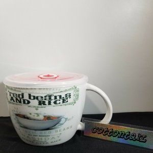 Red Beans and Rice Large Soup Mug with Lid - NEW